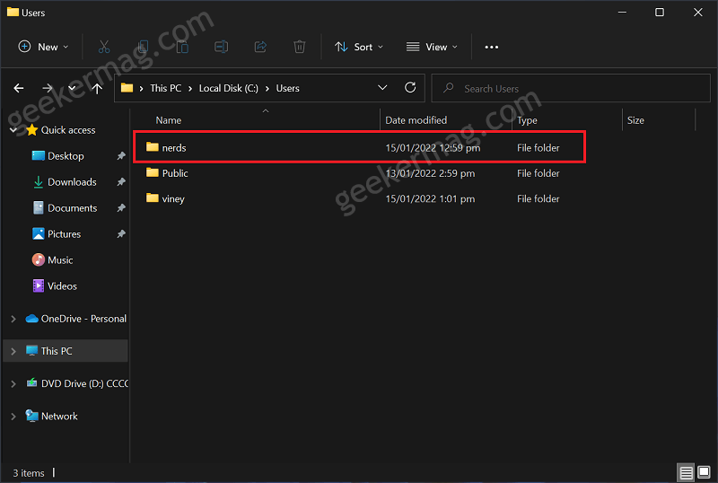 Windows 11 User Profile folder location