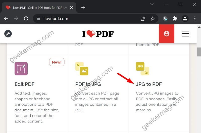 Click on JPG to PDF