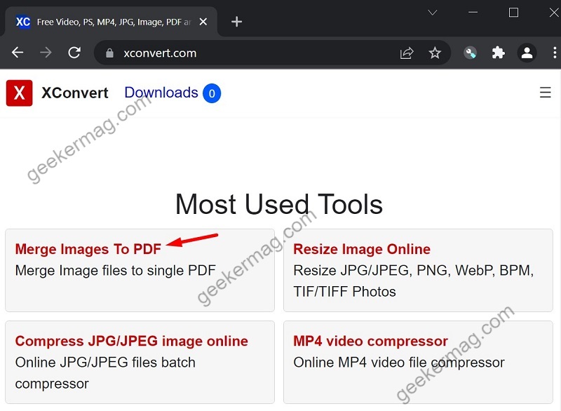 Click on Merge Images to PDF