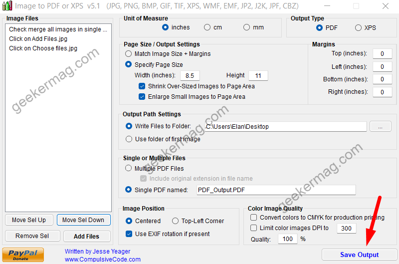 Click on Save Output to save PDF