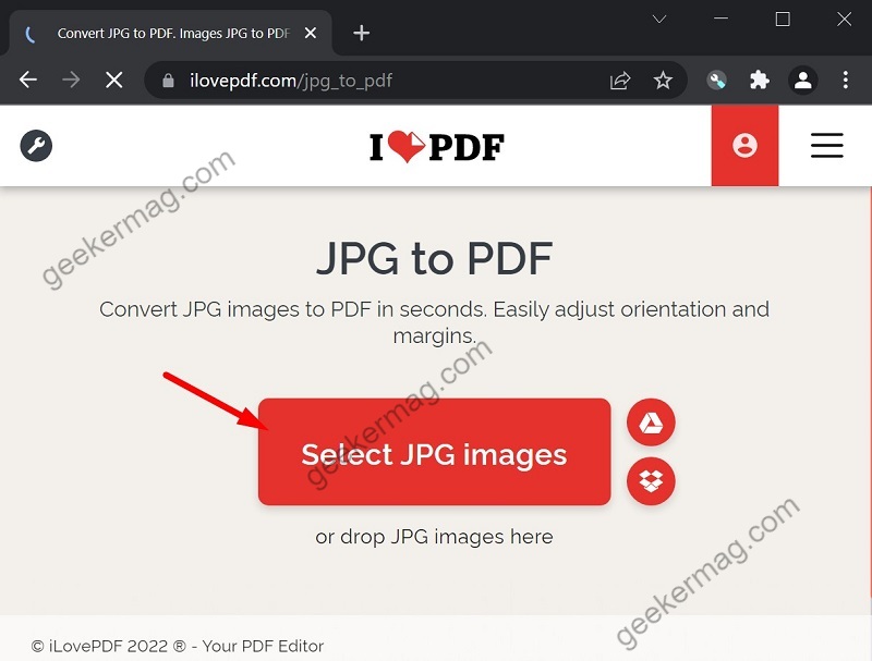 Click on Select JPEG files