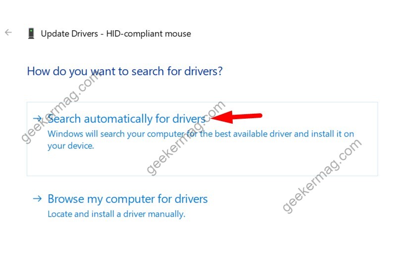 Click on search automatically for Drivers