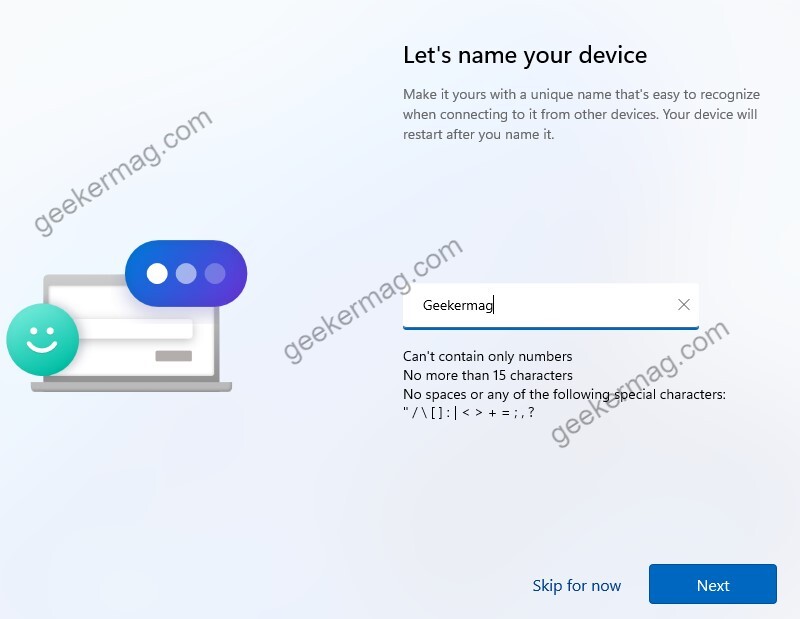 Enter your computer name and then click on Next