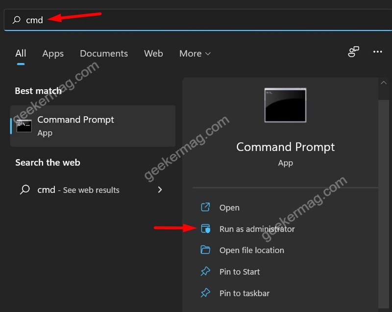 Open command prompt as admin