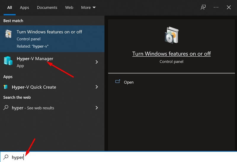 Search for Hyper-V
