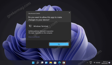 Fix - Yes Button missing in User Control Account (UAC) Prompt in Windows 11