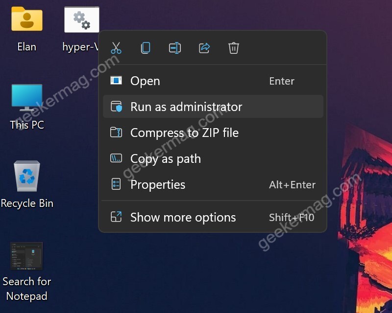 Run as administrator in Windows 11