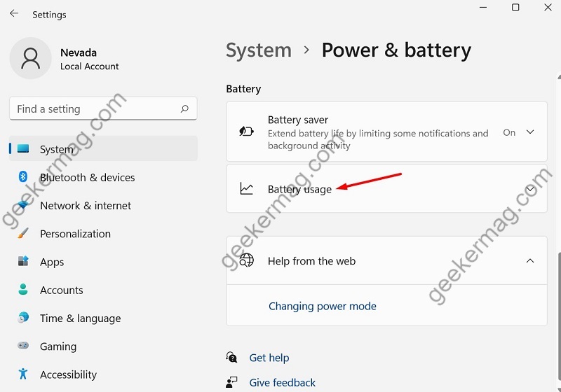 Click on Battery Usage