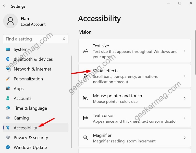 Click on Visual Effects