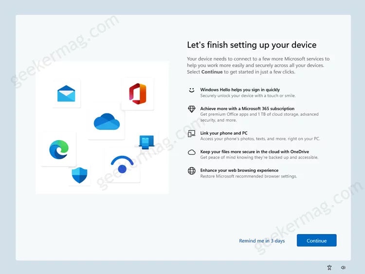 Lets finish setting up your device win 11