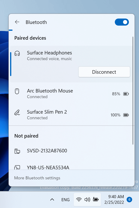 New Bluetooth Device Selector in Windows 11