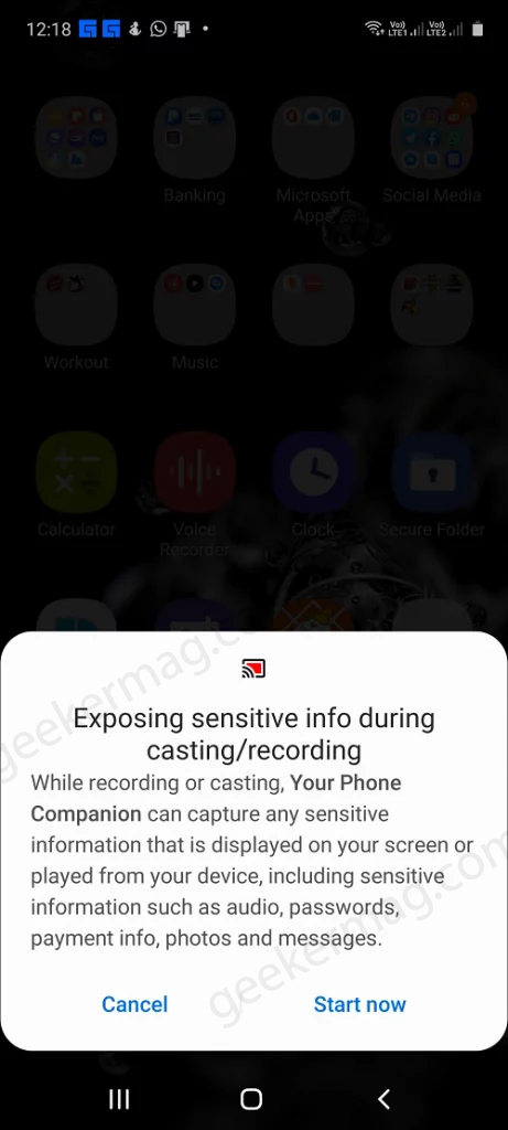 Exposing sensitive info during casting and recording