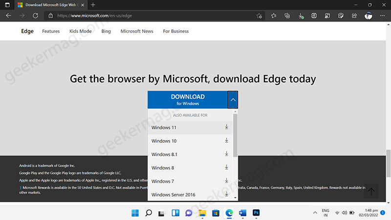 Download and install Microsoft Edge browser in windows 11