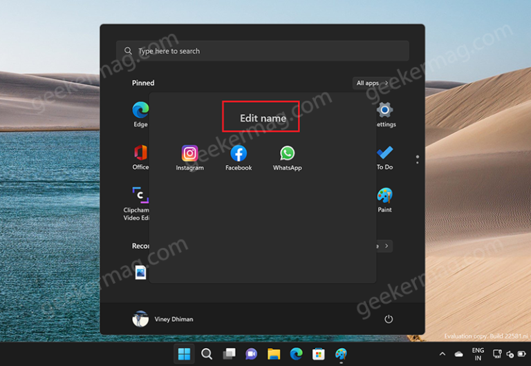 How To Create, Rename And Remove Start Menu Apps Folders In Windows 11