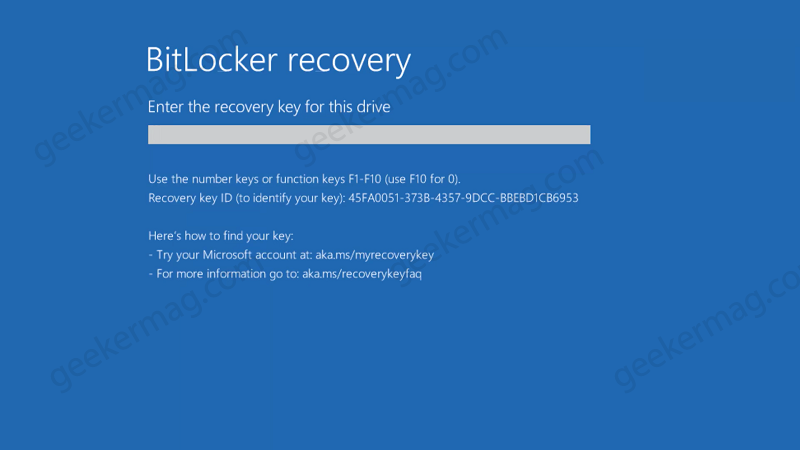 enter bitlocker recovery key