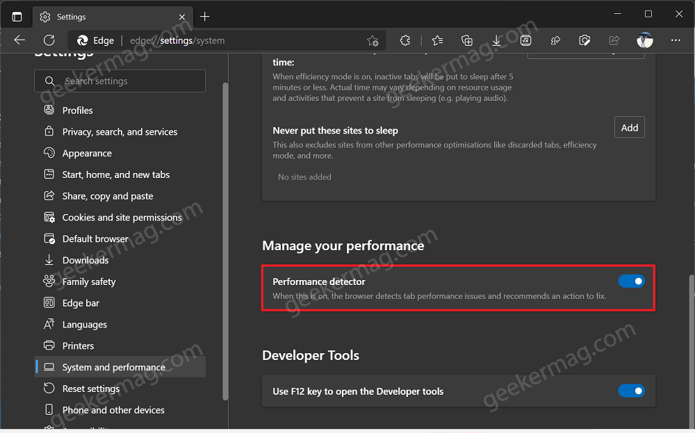 Use Performance Detector in Edge to Detect & Fix Tab Performance issues