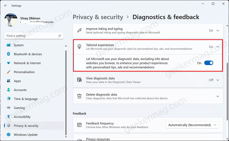 How to Stop Microsoft From Using Your Diagnostic Data to Send You Ads