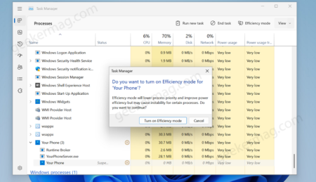 How to Enable or Disable Efficiency mode for App/Process in Windows 11