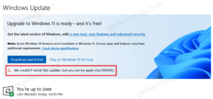 Fix - Windows 11 Upgrade fails with Error Code 0xc1900101