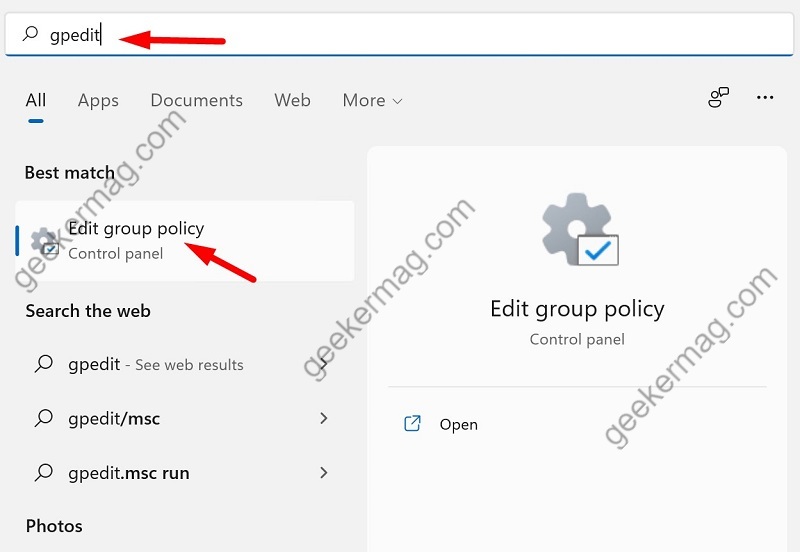Find and click on Group Policy Editor
