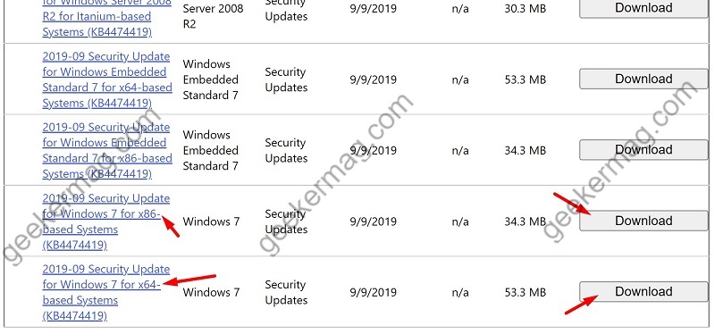 Find the Windows update and click on Download