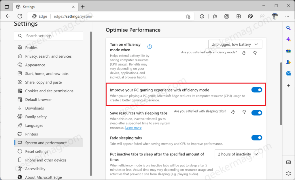Improve PC Gaming Experience with Edge Efficiency Mode - 97