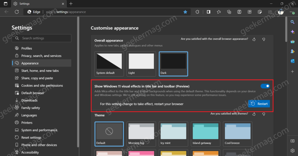 Show Windows Visual Mica Effects In Edge Title Bar Toolbar Itechguides