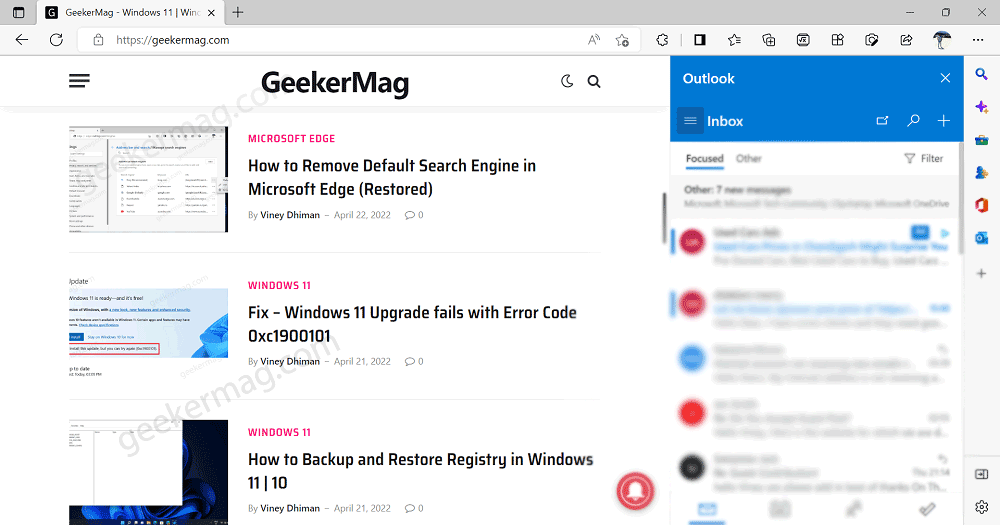 Access Outlook from Sidebar of Edge