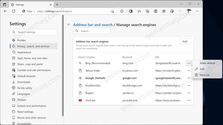 How to remove default search engine in microsoft edge restored 