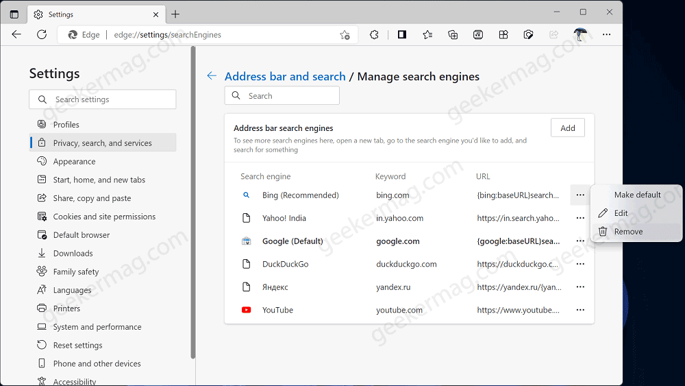How to Remove Default Search Engine in Microsoft Edge  Restored  - 55