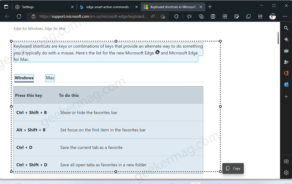 How to Show or Hide Web Select to Microsoft Edge Toolbar - 75