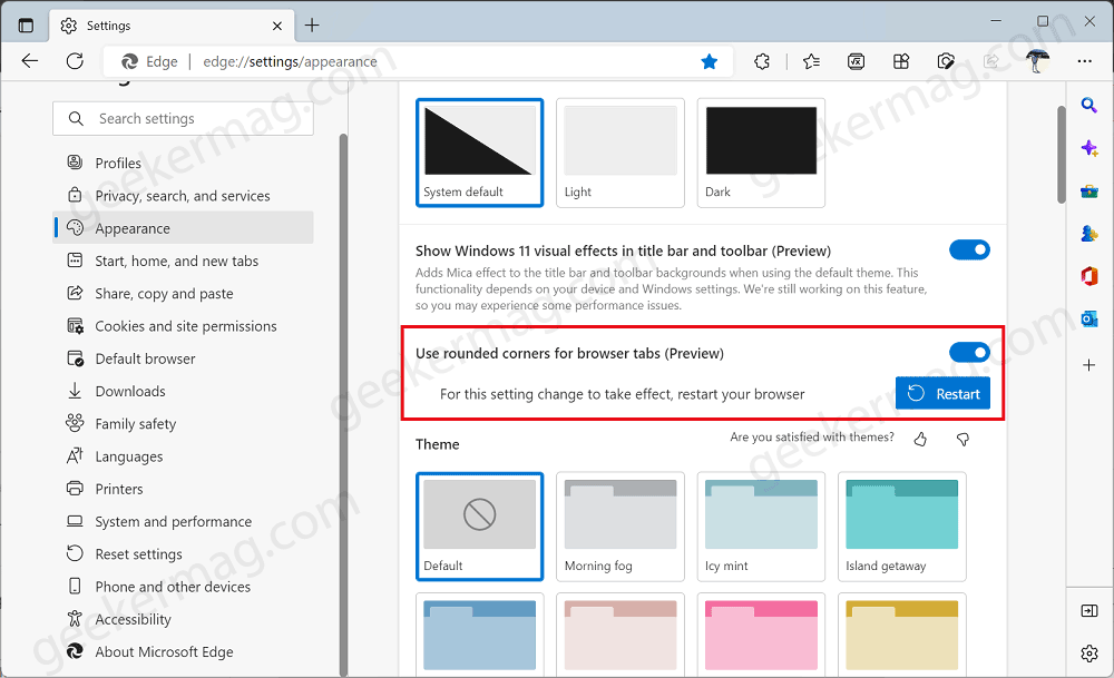 How to Enable Rounded Corners for Edge Tabs in Windows 11 - 8