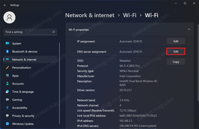 DNS Server Assignment