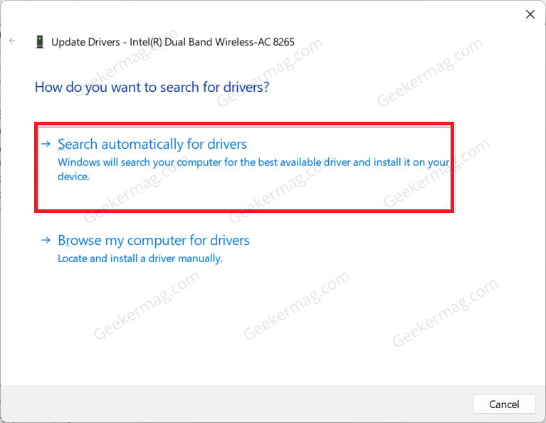 Search Automatically for drivers