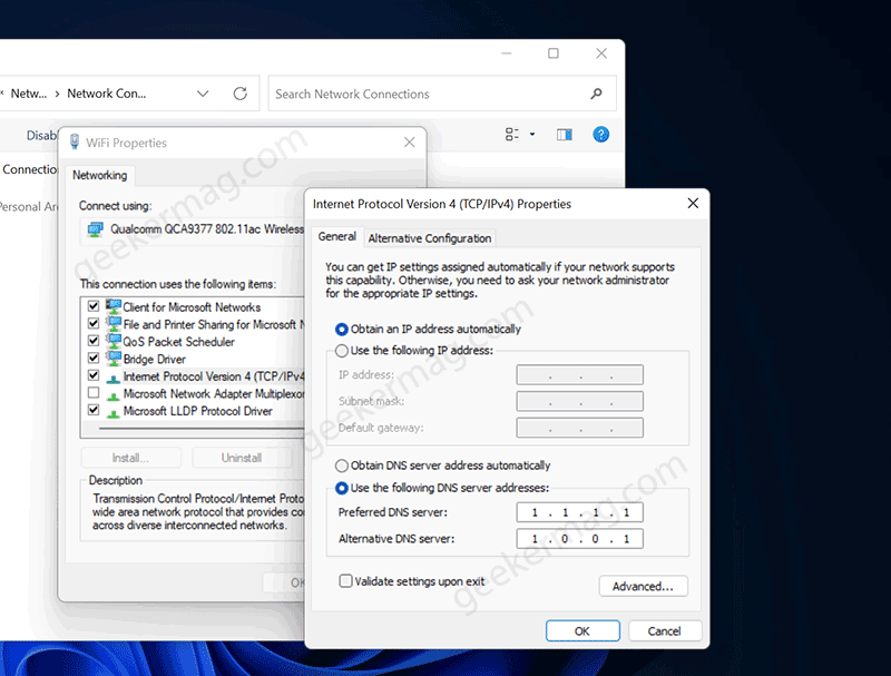 how to set up Cloudflare DNS in Windows