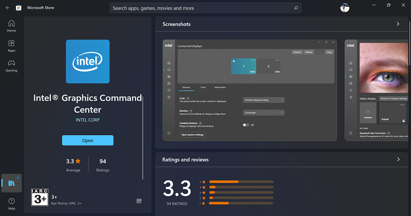 intel graphic commander center