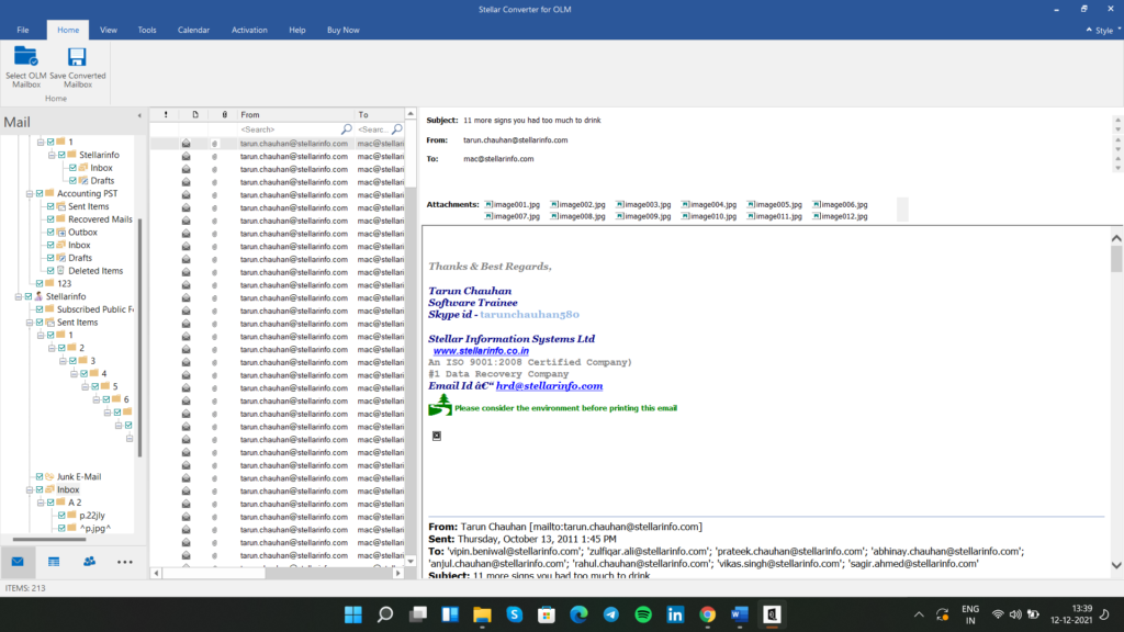 Convert OLM email files to PST format using Stellar Converter for OLM - 10