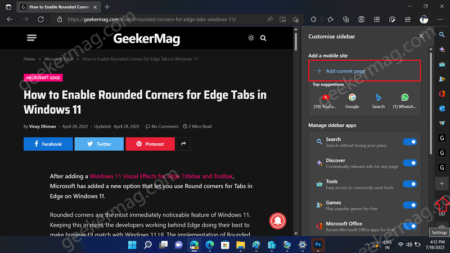 How to Add Favorite Website to Microsoft Edge Sidebar