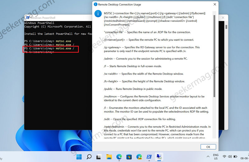 MSTSC exe  Explained  Remote Desktop Command Line Arguments - 1