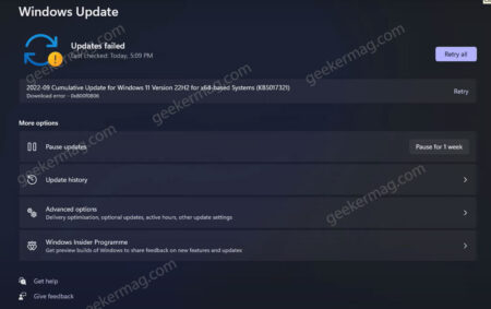 Fix - Windows 11 KB5017321 (22H2) fails with 0x800F0806