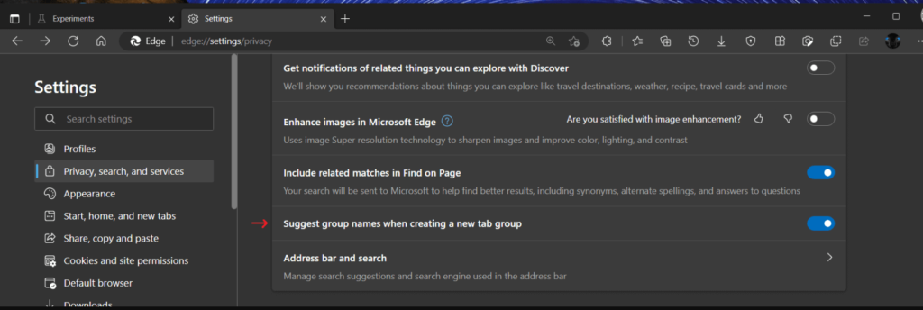 How to Enable  Tab Groups Name Suggestion  in Microsoft Edge - 92