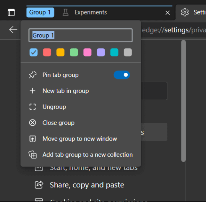 How to Enable  Tab Groups Name Suggestion  in Microsoft Edge - 62