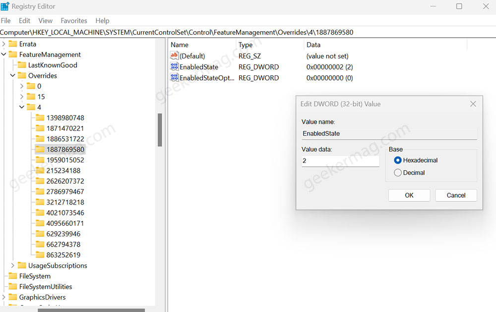 Enable Task Manager Option in Taskbar Menu in Windows 11 Moment 1 using registry editor