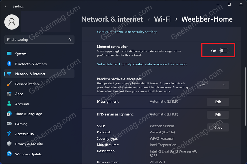 Metered Connection