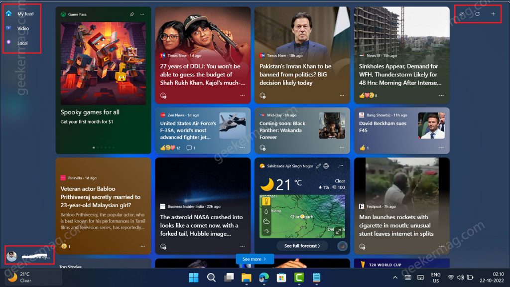 Enable New Widget UI with Side links in Windows 11 25227