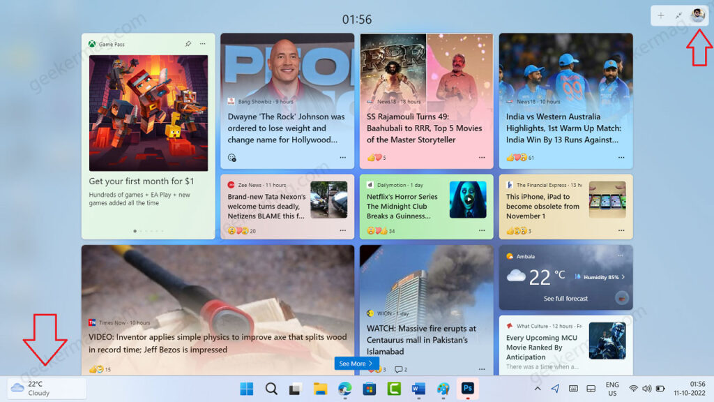 open widget board in windows 11