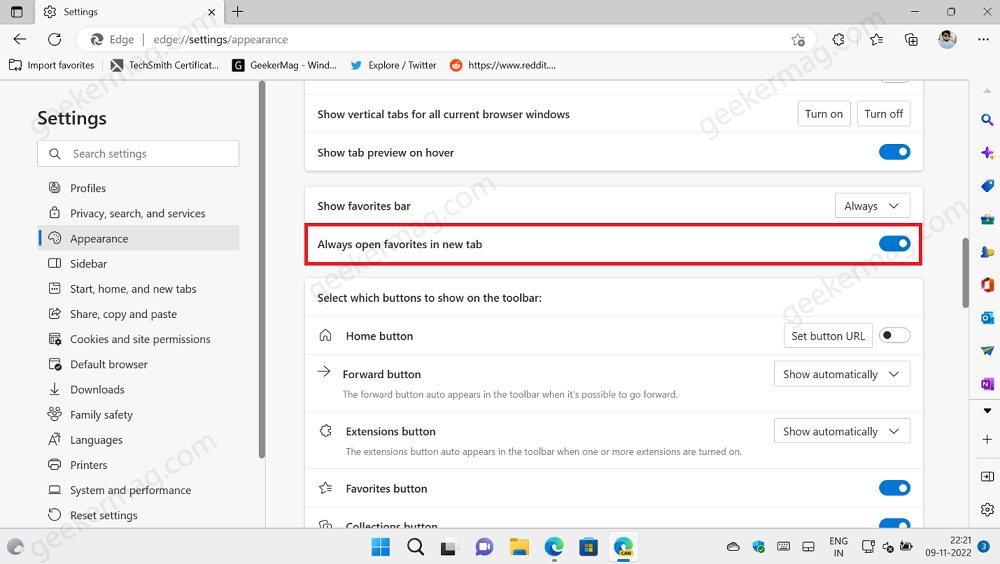 How to  Always Open Favorites in New Tab  in Microsoft Edge - 65