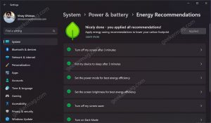 How to Enable Energy Recommendations Settings page in Windows 11 - 25231