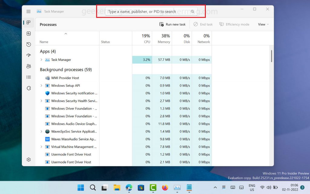 How to Enable Search Box in Task Manager in Windows 11