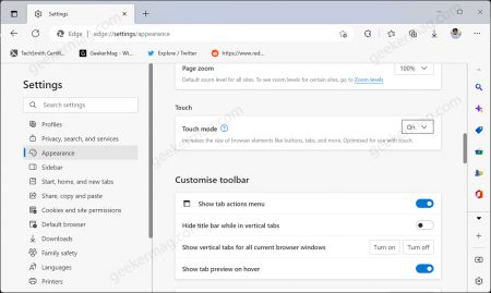 How to Enable Tablet Optimized UI (Touch Mode) in Microsoft Edge